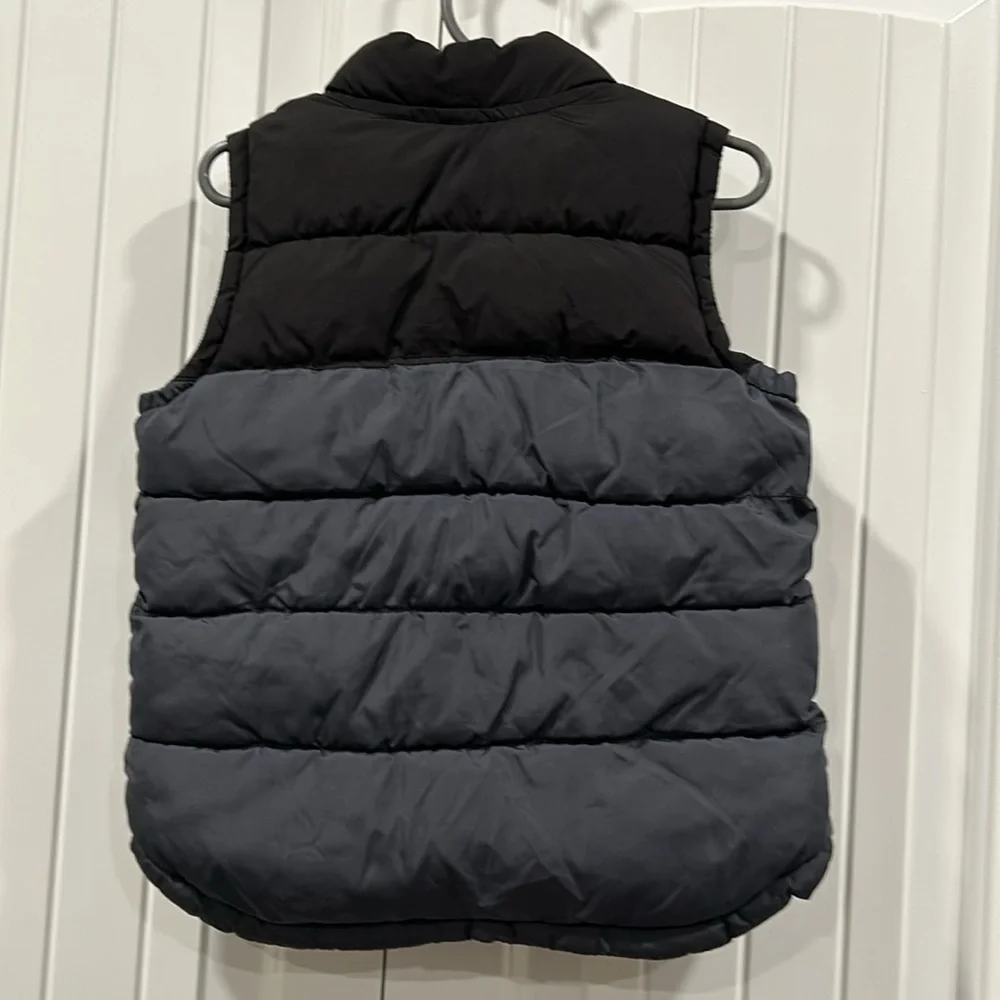 Old Navy Black and Gray Quilted Vest with High Collar